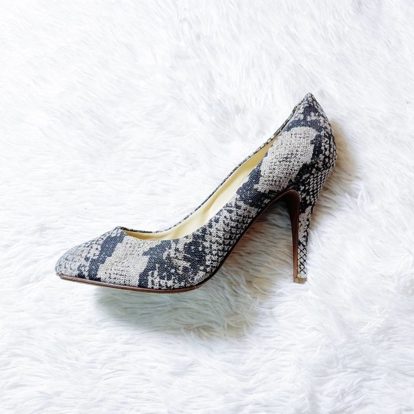 J. Crew Snakeprint Canvas Heels Round Toe Multi SZ10 - Picture 3 of 8